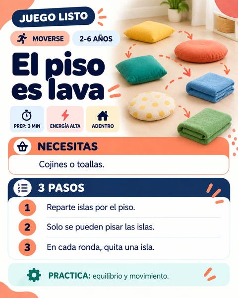 Tarjeta Juego Listo: El piso es lava
