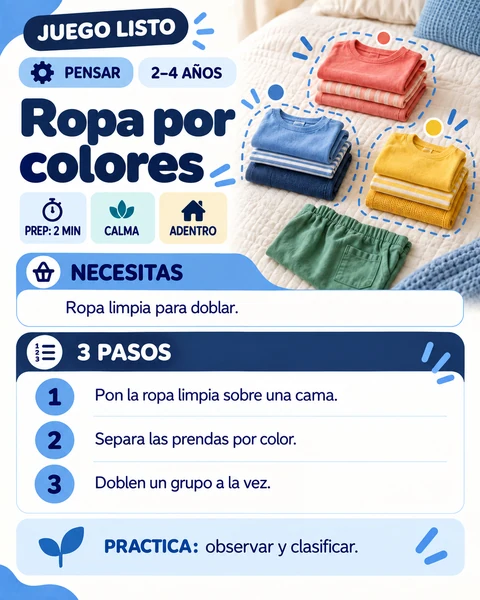 Tarjeta Juego Listo: Ropa por colores