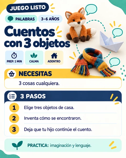 Tarjeta Juego Listo: Cuentos con 3 objetos